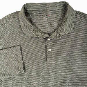 Untuckit‎ Martinez Stretch Long Sleeve Polo Shirt Mens XXL Green Striped